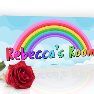 Rainbow Personalised Childs Bedroom Door Sign Name Plaque
