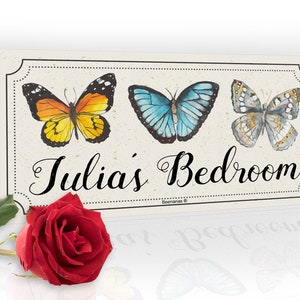 Butterflies Butterfly Watercolour Personalised Childs Bedroom Door Sign Name Plaque