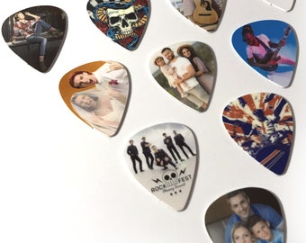 100 X Custom Printed Guitar Picks Wedding Favours Business Cards Keepsake Gift Fathers Day Mothers Birthday