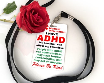 ADHD Information Disability Awareness Information Card & Lanyard Keyring