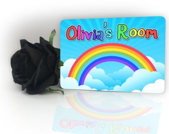 Rainbow Colourful Personalised Childrens Door Plaque Childs Sign Any Name Nursery