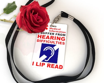 Lip Read Hearing Impaired Deaf Information Disability Information Card & Lanyard Keyring