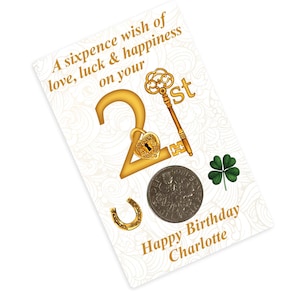 Personalisierte 21st Geburtstag Lucky Sixpence Münze Kühlschrankmagnet Geschenk