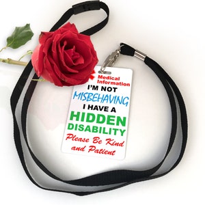 Ich benehme mich nicht falsch Informationen Disability Information Card & Lanyard Schlüsselanhänger