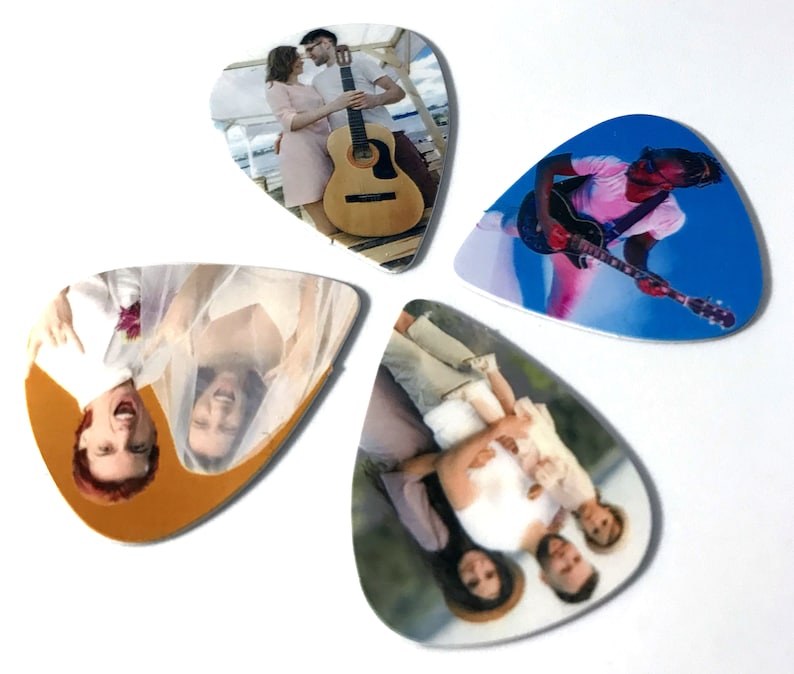 Custom Printed Personalised Guitar Picks With Any Image Photos Logo Birthday Gift Promotional Musician Guitarist Voucher image 2