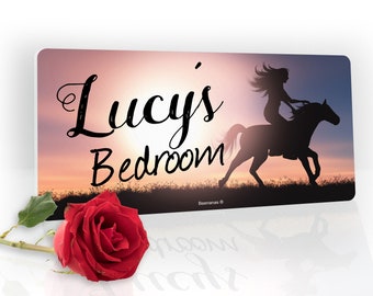 Horse Riding Girl Horses Personalised Childs Bedroom Door Sign Name Plaque