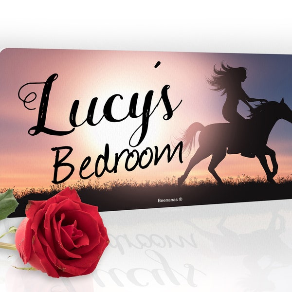 Horse Riding Girl Horses Personalised Childs Bedroom Door Sign Name Plaque