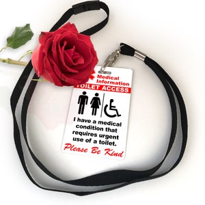 Toilet Access Card Information Disability Awareness Information Card & Lanyard Keyring