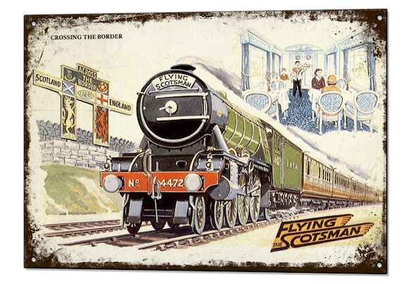 The Track Of The Flying Scotsman British Railway Old Retro Vintage Advert Poster