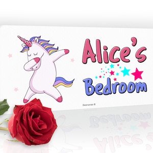 Dancing Unicorn Personalised Childs Bedroom Door Sign Name Plaque