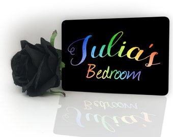 Rainbow Text Personalised Childrens Door Plaque Childs Sign Any Name Nursery