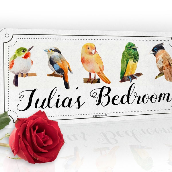 Exotic Birds Personalised Childs Bedroom Door Sign Name Plaque