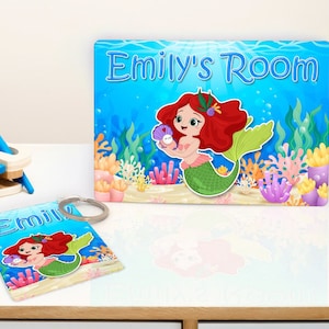 Underwater Mermaid Personalised Childrens Door Plaque Childs Sign Bag Charm