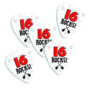 16 Rocks Age 16th Birthday plectrums set van 5"