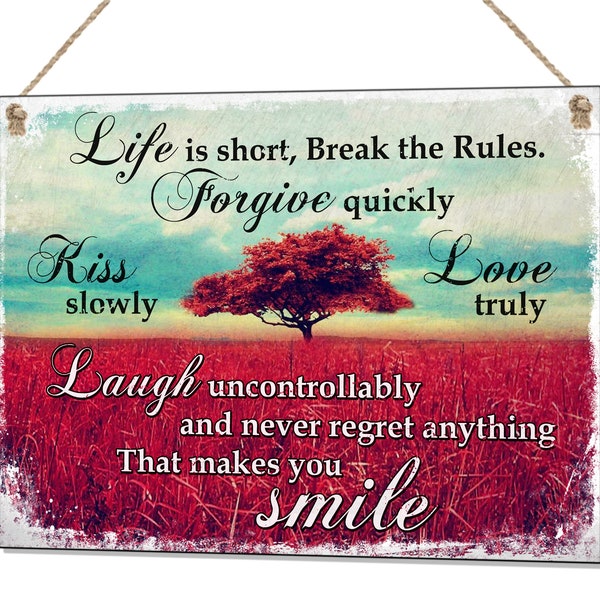 Life is Short Vintage Plastic Wall Sign Retro Kitchen Bedroom Tin Plaque