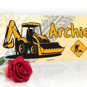 Digger Construction Personalised Childs Bedroom Door Sign Name Plaque