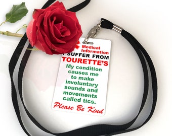 Tourette's Syndrome Awareness Information Card & Lanyard Keyring