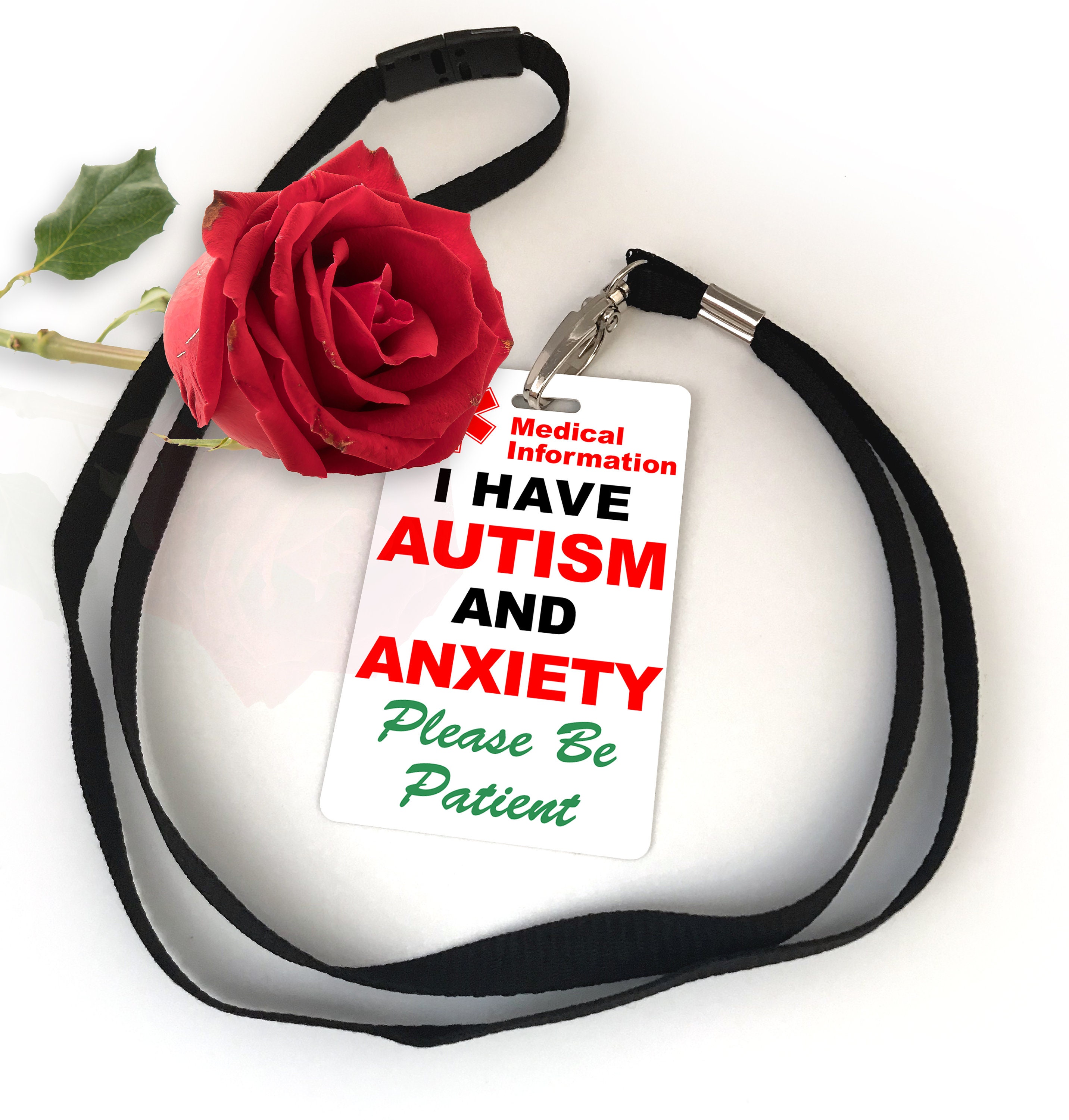 I Have Autism And Anxiety Information Disability Information Card & Lanyard Keyring
