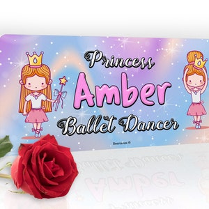 Princess Ballet Dancer Girl Personalised Childs Bedroom Door Sign Name Plaque