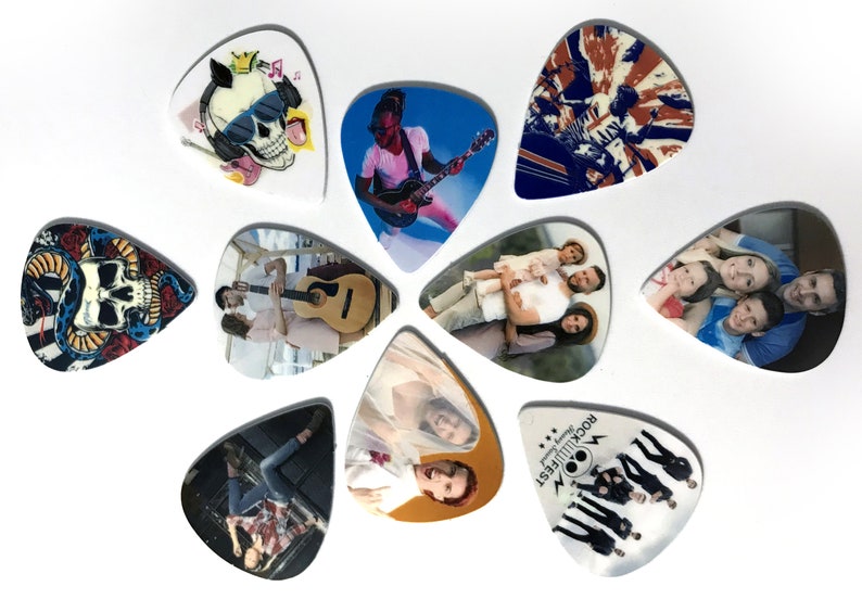 Custom Printed Personalised Guitar Picks With Any Image Photos Logo Birthday Gift Promotional Musician Guitarist Voucher image 5