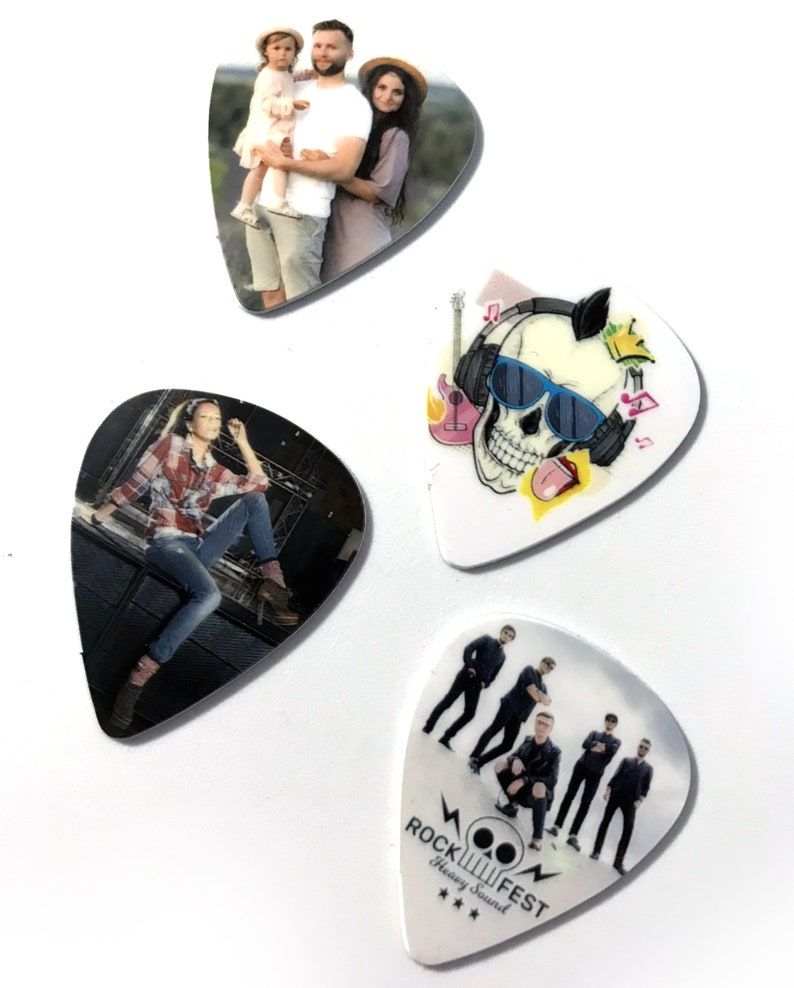 Custom Printed Personalised Guitar Picks With Any Image Photos Logo Birthday Gift Promotional Musician Guitarist Voucher image 9