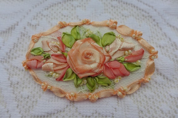 Items similar to Romantic apricot brooch-necklace pendant-hair ...