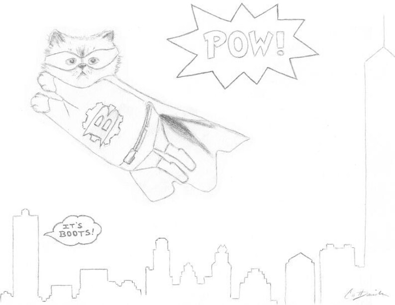 Superhero Cat Coloring Page Downloadable PDF Printable Etsy