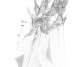 Thranduil Portrait Lee Pace As Elvenking Drawing The Hobbit Art Lord of The Rings Art 8.5" x 11" Print LOTR Christmas Present CatDKnits