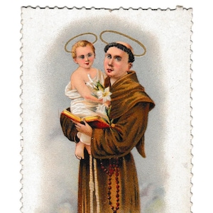 Heiliger Antonius von Padua mit dem Christuskind - Antike heilige Karte - katholische Kirche - Jesus - Frankreich, um 1900