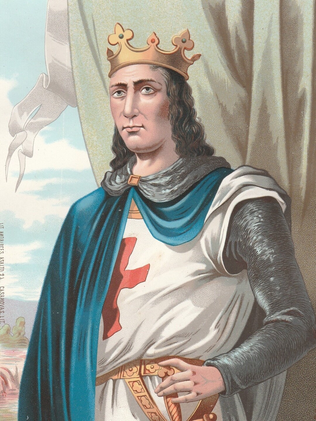 1875 Louis IX of France saint Louis, King of France Original Antique