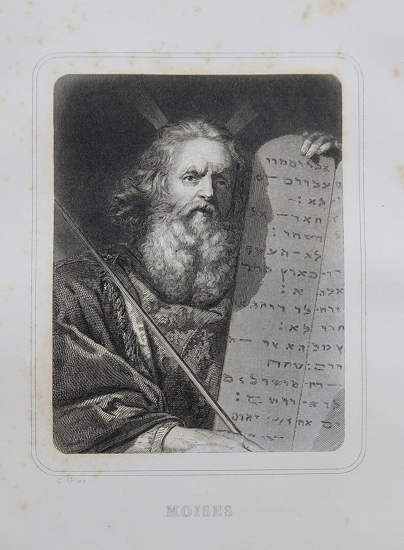 1875 - Moses With the Tables of the Law - Bible - Ten Commandments ...