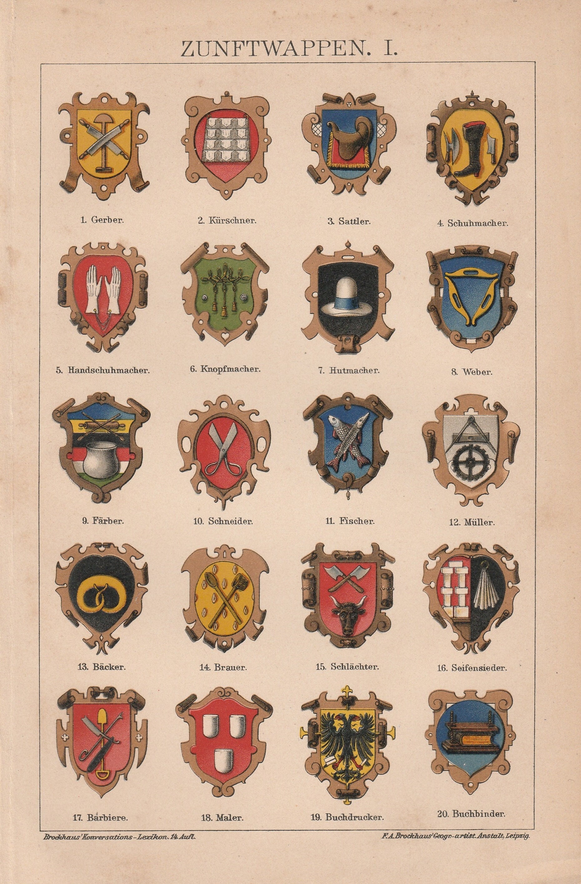 1894 Guild Coat of Arms Associations of Craftsmen or