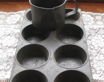 Vintage metal cupcake pan and cup