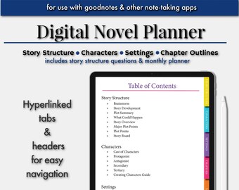 Schrijfplanner digitale roman: verhaalstructuur, personages, instellingen... (pdf)