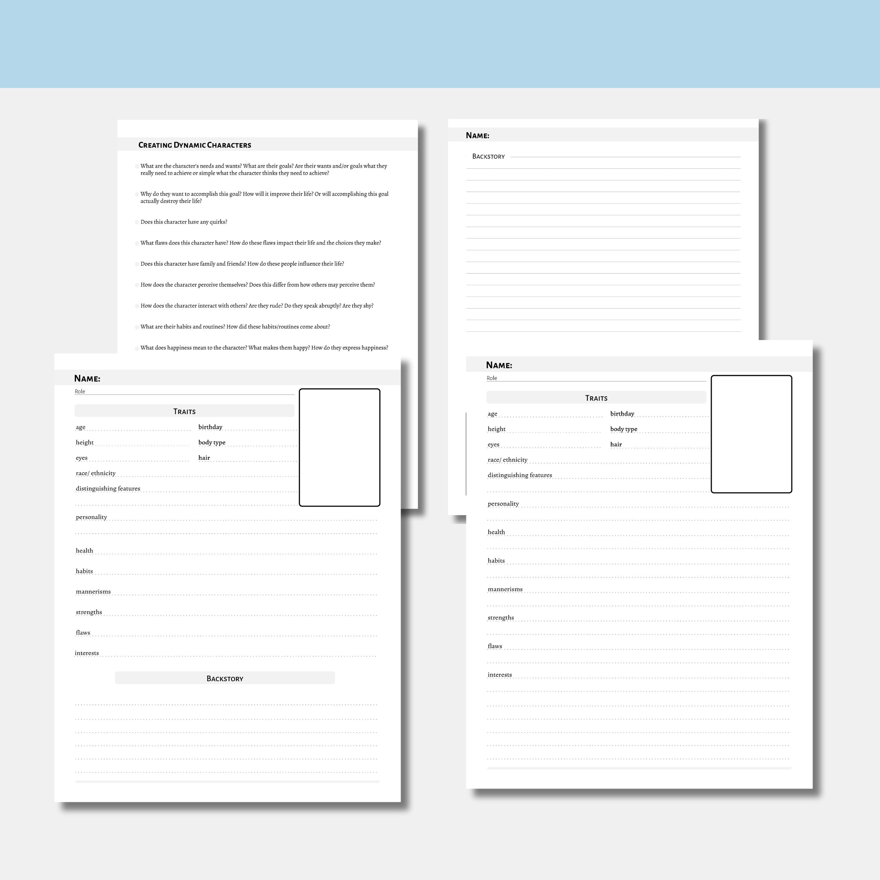 Printable Character Analysis Worksheets for Writers - Etsy
