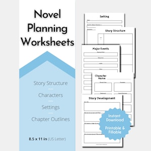 Novel Writing Worksheets: Fillable Story Planner (PDF Printable)