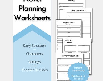 Roman Schreib-Arbeitsblätter: Ausfüllbarer Story-Planer (PDF zum Ausdrucken)