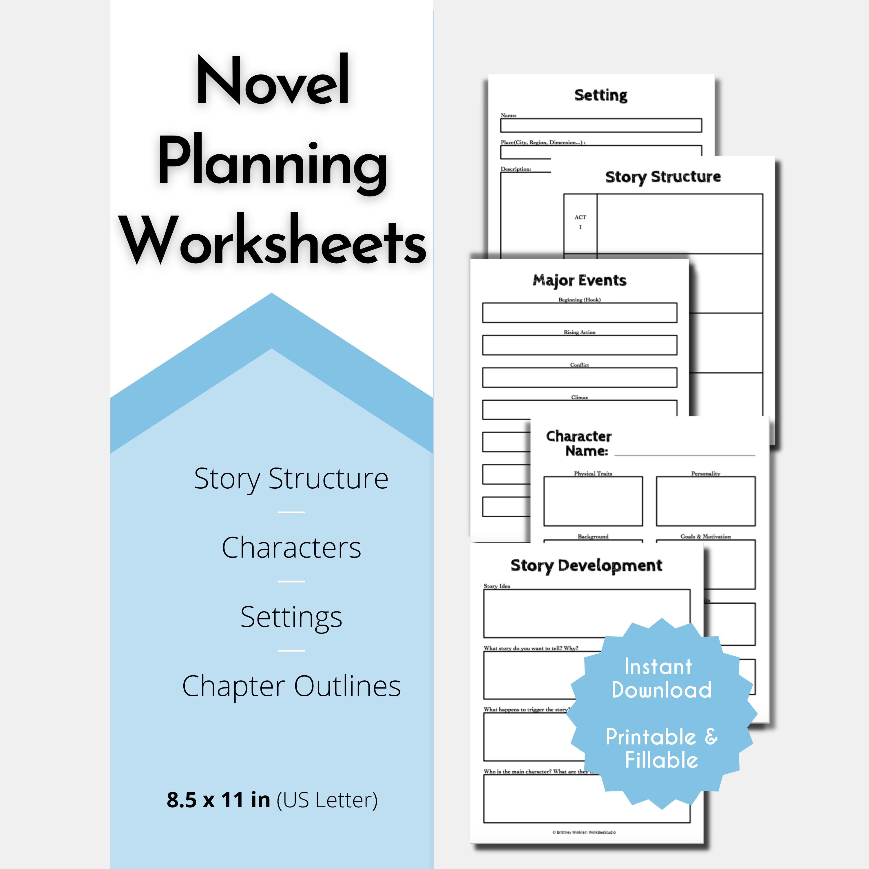 Novel Writing Worksheets: Fillable Story Planner (PDF Printable) - Etsy
