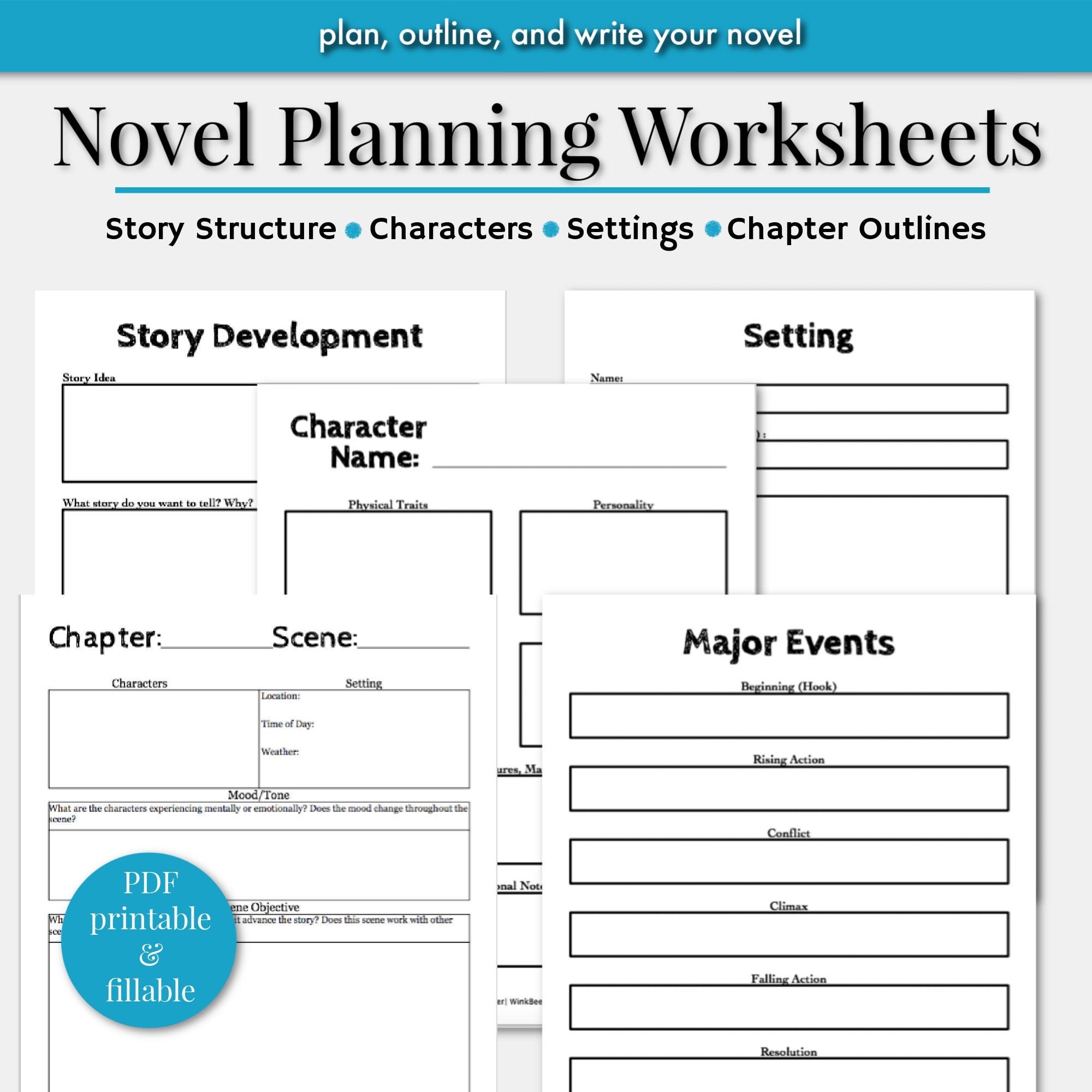 printable-novel-writing-worksheets-pdf-fillable-novel-etsy
