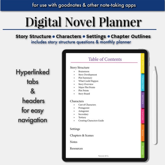 Digital Novel Writing Planner: Story Structure, Characters, Settings... (PDF)