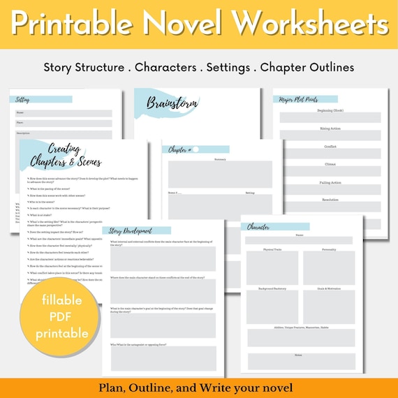Writing Planner/novel Planner Printable/ Printable Workbook/ Etsy