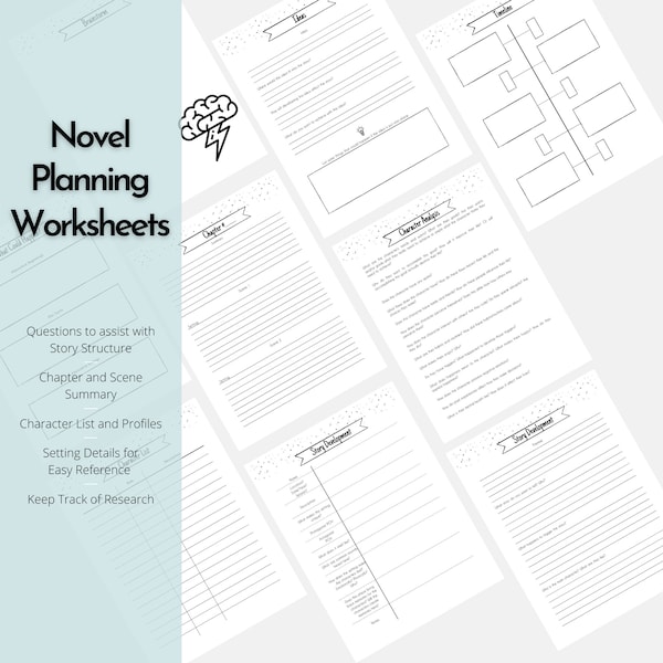 Novel Planning Worksheets | Nanowrimo Novel Worksheets| Writing Planner| Novel Planner