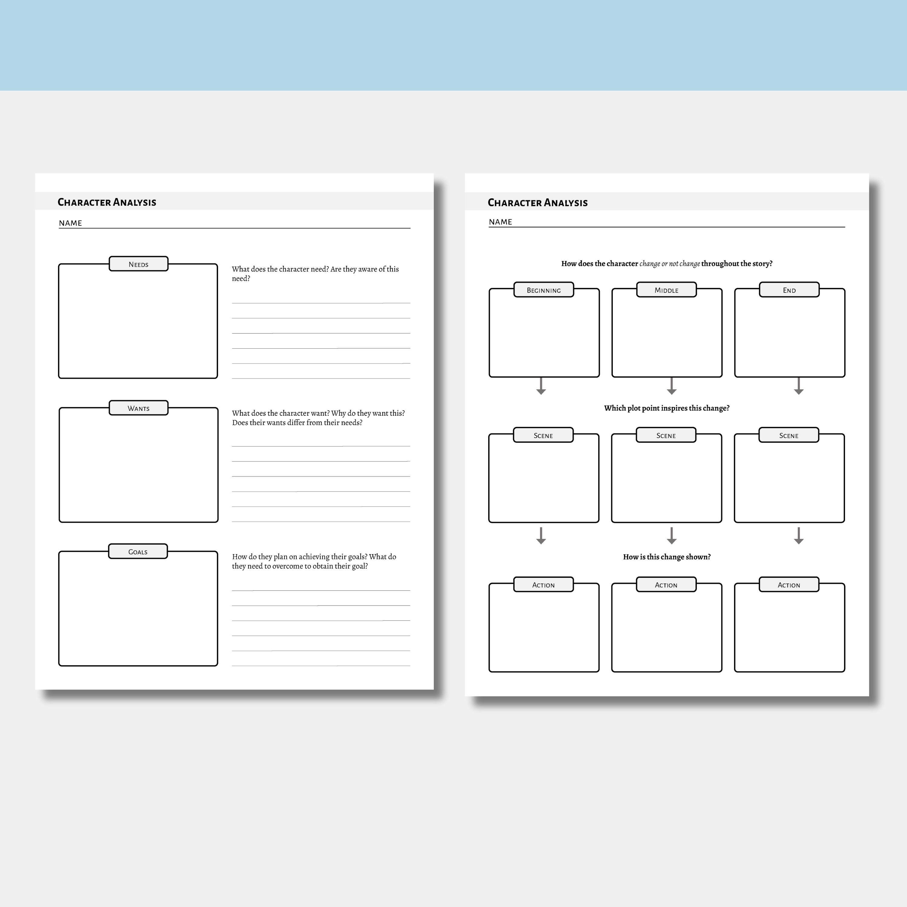 Printable Character Analysis Worksheets for Writers - Etsy