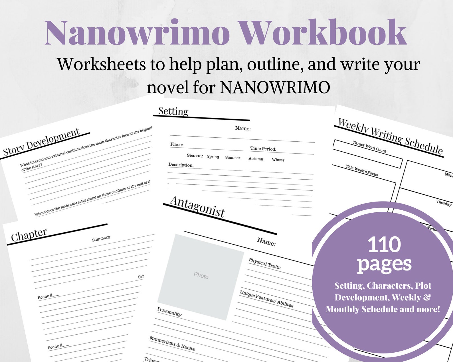 Nanowrimo 30 Day Novel Workbook