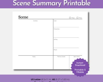 Novel Scene Planning Worksheet: Printable Scene Outline (PDF)