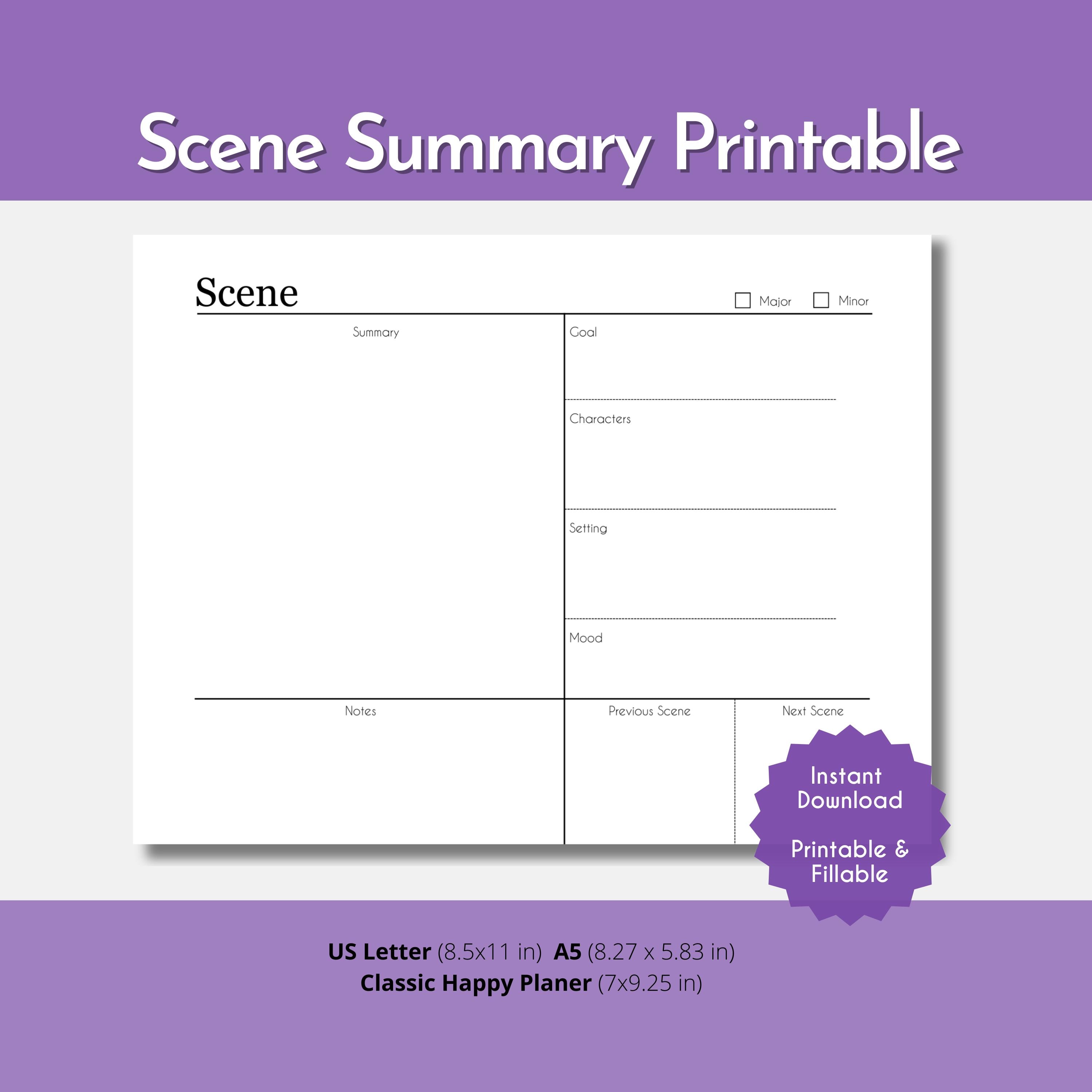 Novel Scene Planning Worksheet: Printable Scene Outline (PDF) - Etsy