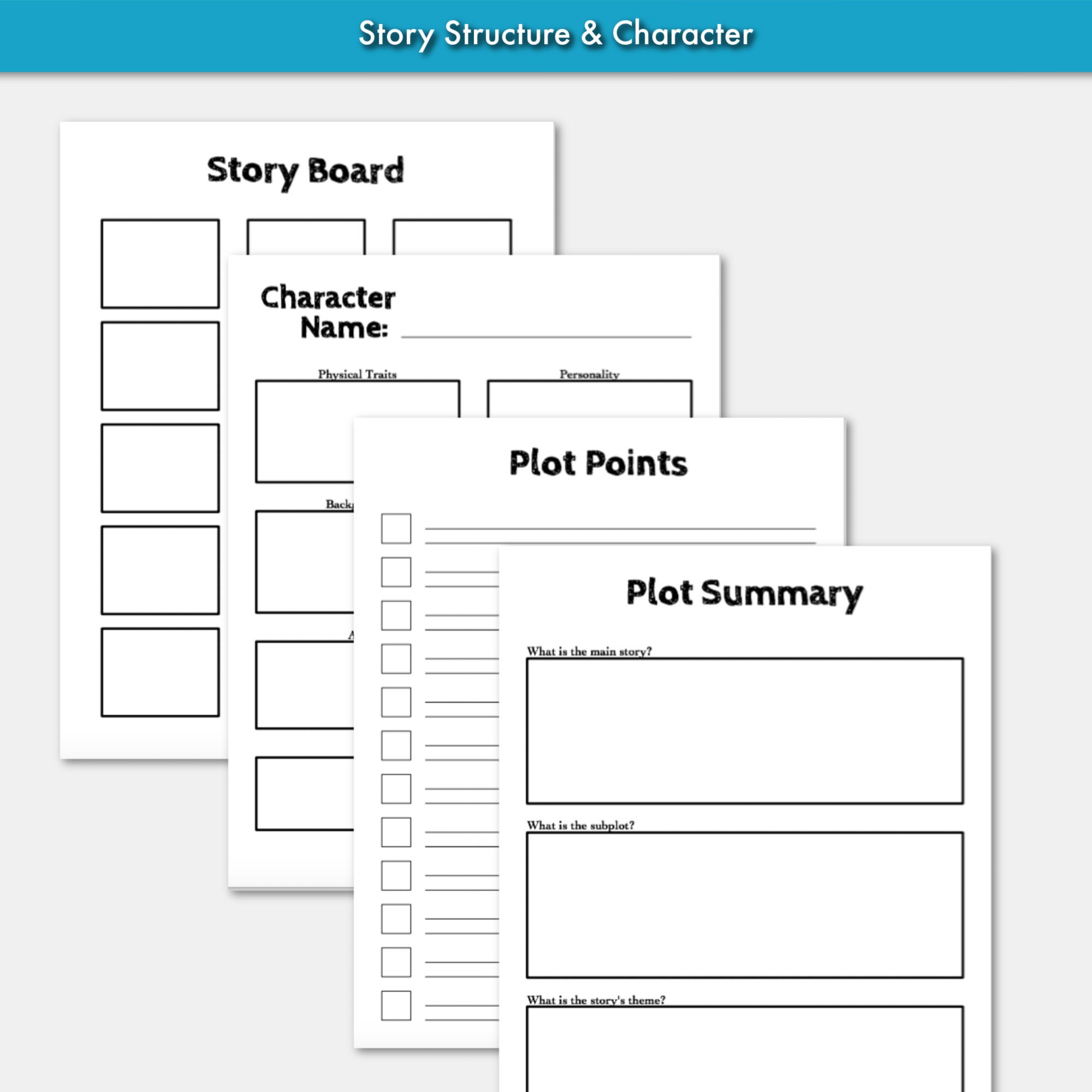 Printable Novel Writing Worksheets PDF Fillable Novel | Etsy