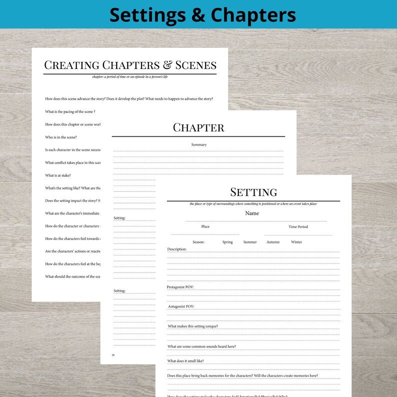 Novel Planning Worksheets Nanowrimo 30 Day Novel Worksheets | Etsy