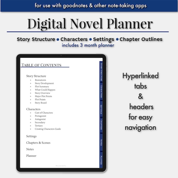 Digital Novel Planner: Story Outlines, Character Development,... (PDF)
