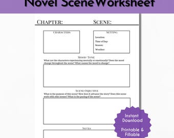 Novel Scene Planning Worksheet: Printable Novel Writing (Fillable PDF)
